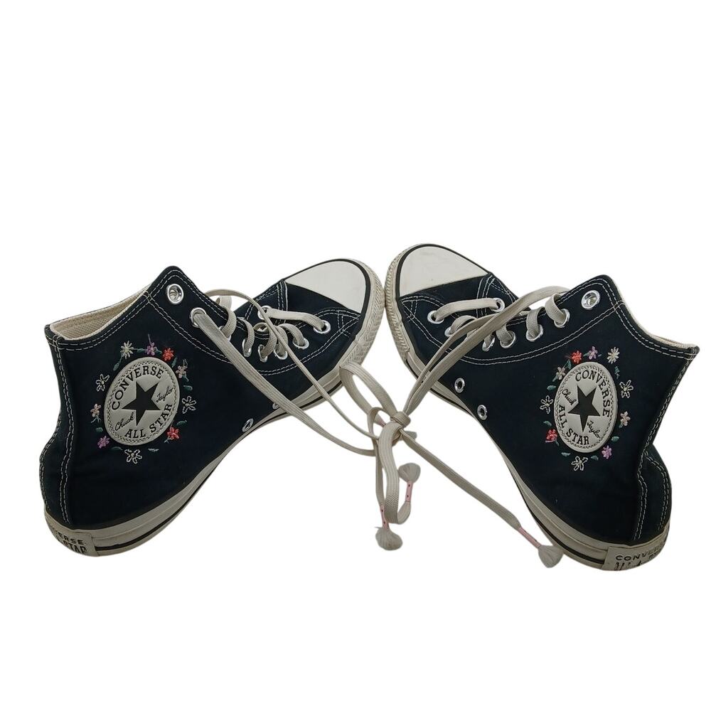 Converse Chuck Taylors Shoes Black Size 9 Floral Embroidery